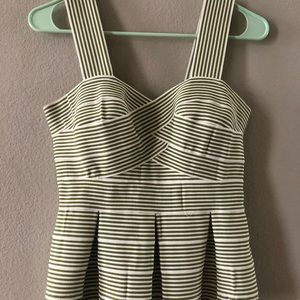 Green/White stripe fitted blouse
